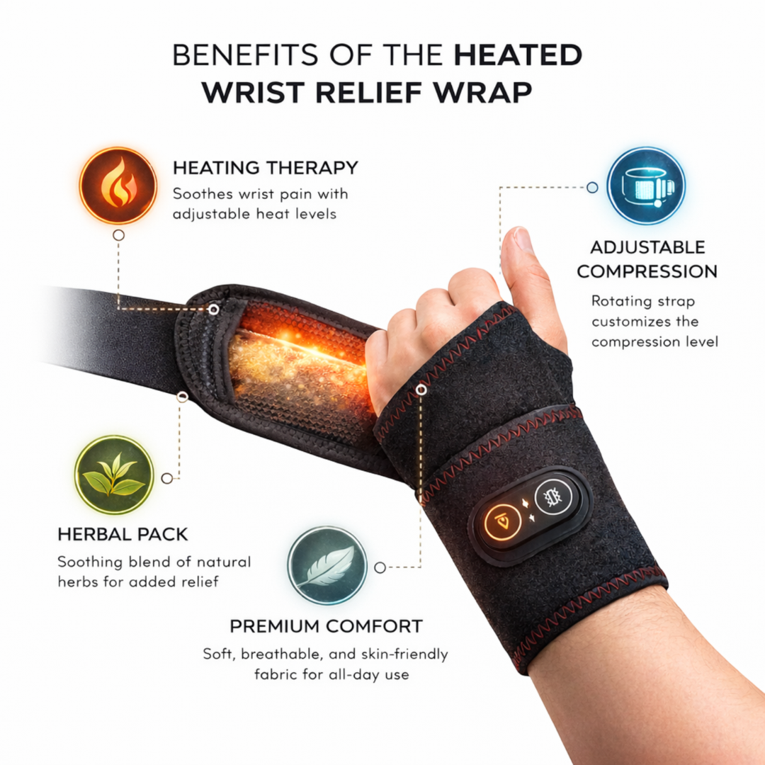 Wrist Pain Relief Wrap – Heat & Vibration Therapy for Fast Relief
