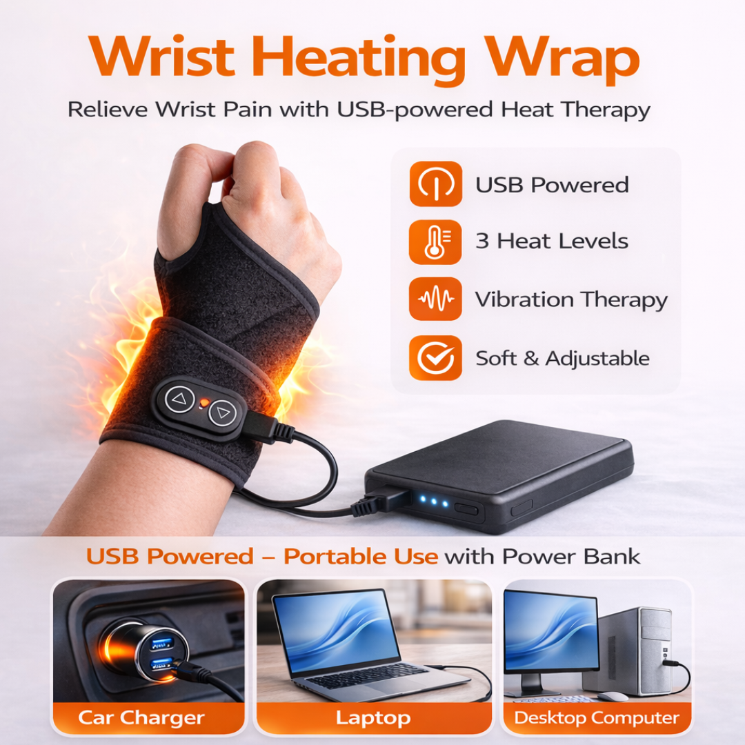 Wrist Pain Relief Wrap – Heat & Vibration Therapy for Fast Relief