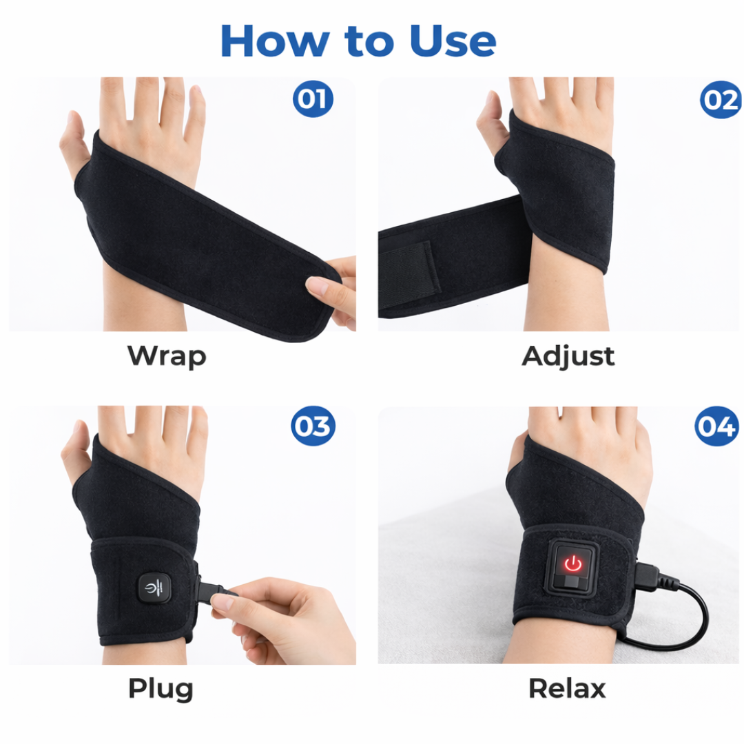 Wrist Pain Relief Wrap – Heat & Vibration Therapy for Fast Relief