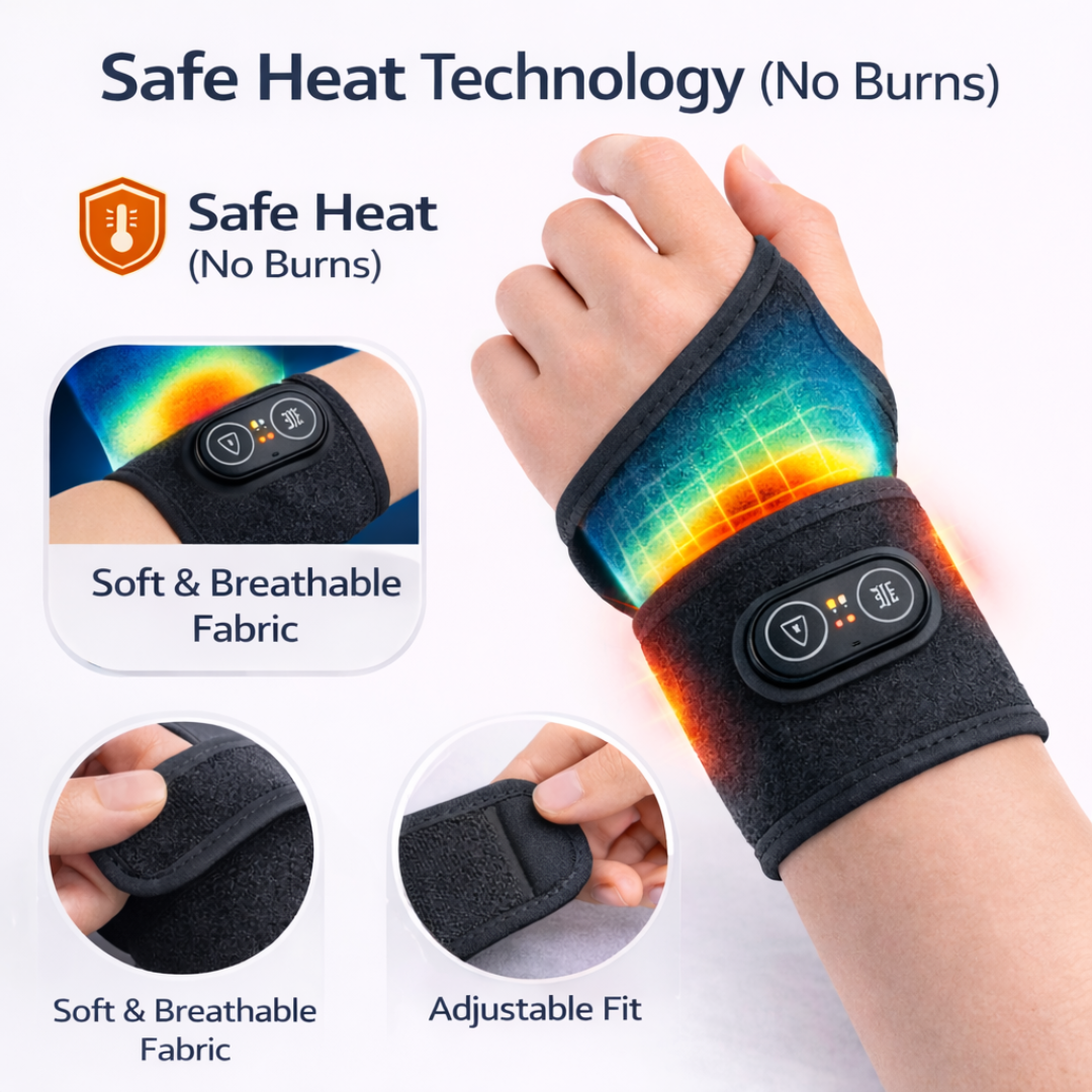 Wrist Pain Relief Wrap – Heat & Vibration Therapy for Fast Relief